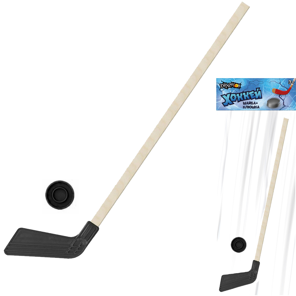 Набор хоккейный клюшка Dvizhok 80см,1 шайба цв. черный ХК 3.