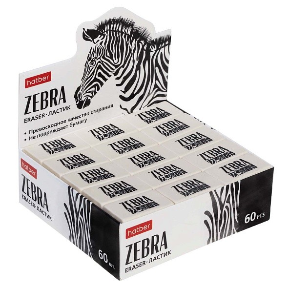 Ластик Zebra 32х18х8 мм 32BL_14231 Hatber