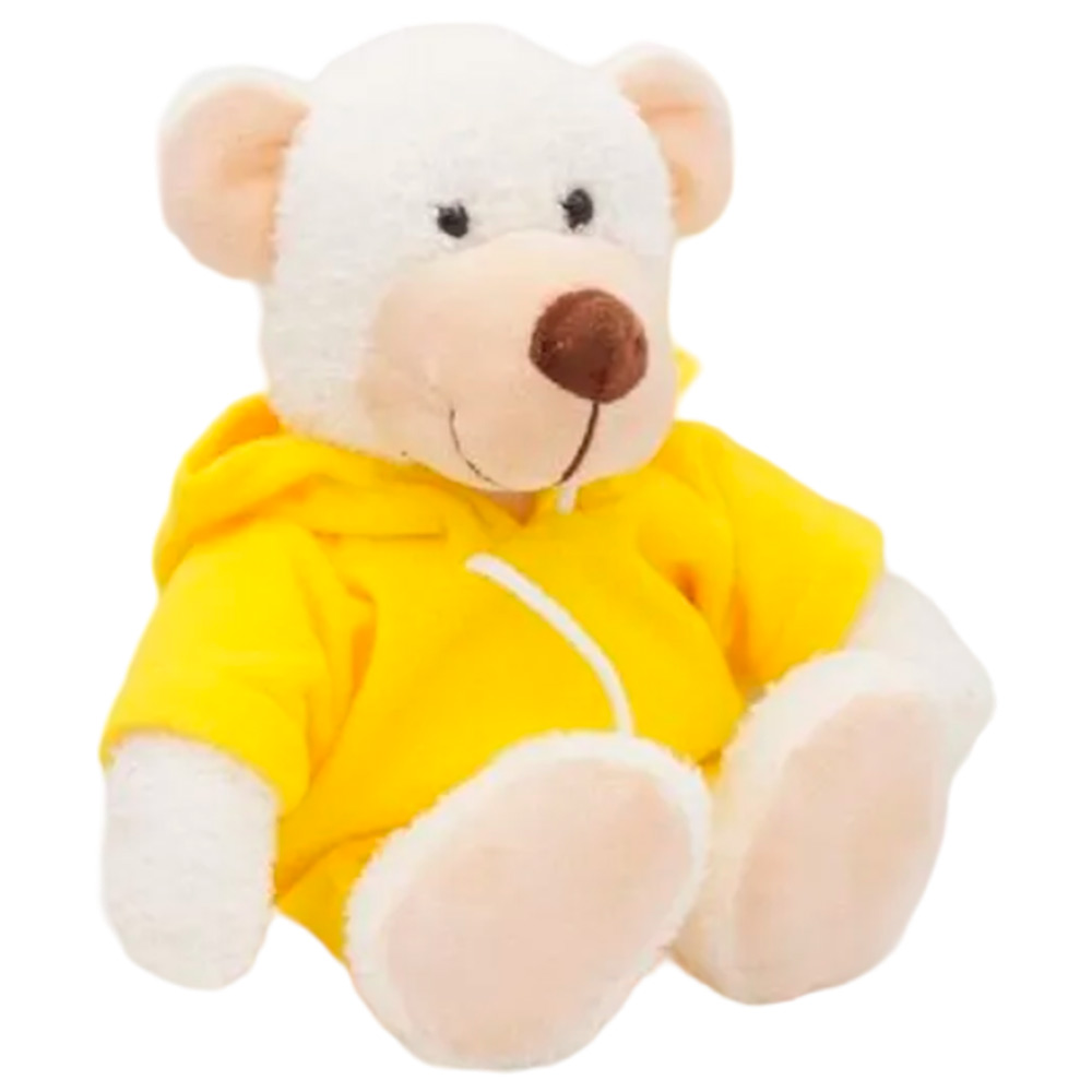Медведь Ахмед, малый, 20/27 см, с шариками для мелкой моторики в желтой толстовке и малом розовом шарфе, 0993820-18-86