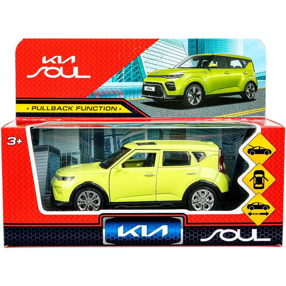 Модель SOUL-12-SD KIA soul длина 12 см, двери, багаж., инерц, салатовый Технопарк  в кор. 