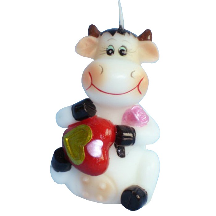 Свеча Корова с сердечком и розой 7см. Н67991