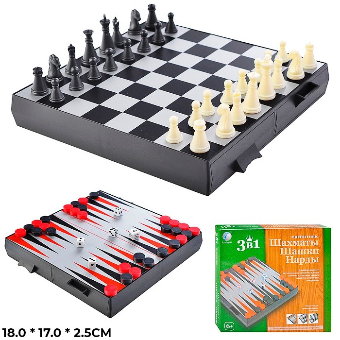 Игра 2726С 3 в1 шашки,шахматы,нарды, в кор.