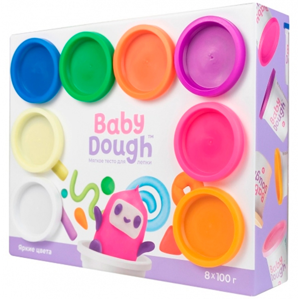 Набор для творчества Тесто для лепки BabyDough набор 8 цветов яркие BD020