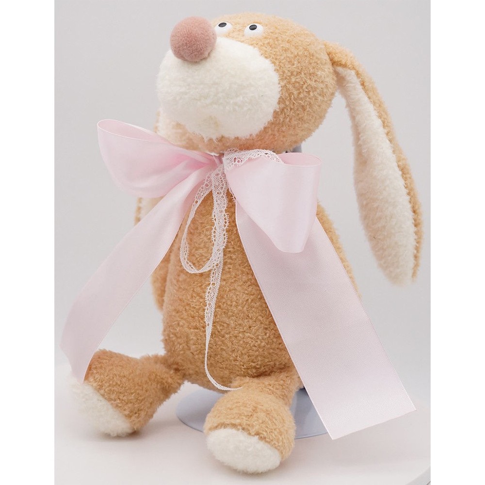 Кролик Лоуренс средний 36/43 см, в розовом атласном банте 0982936S-14