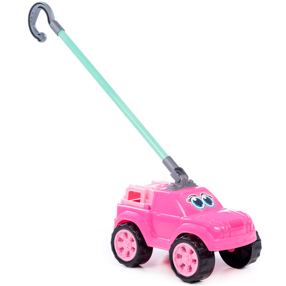 Автомобиль-каталка Боби с ручкой розовый 75021