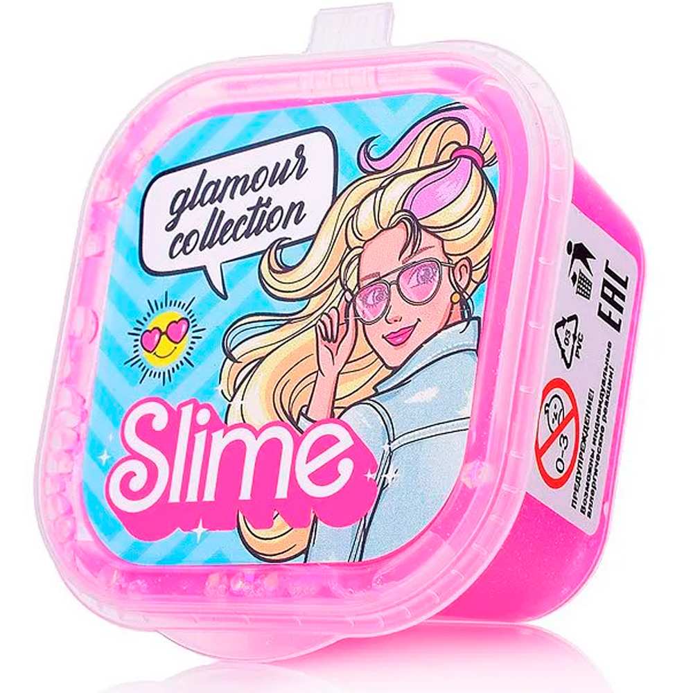 Лизун Slime Glamour collection crunch розовый с блестками 60 г SLM180
