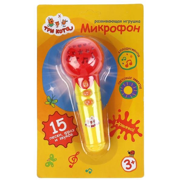 Микрофон 1902M023-R3 ТРИ КОТА 15 песен, фраз и звуков, апплодисменты, свет