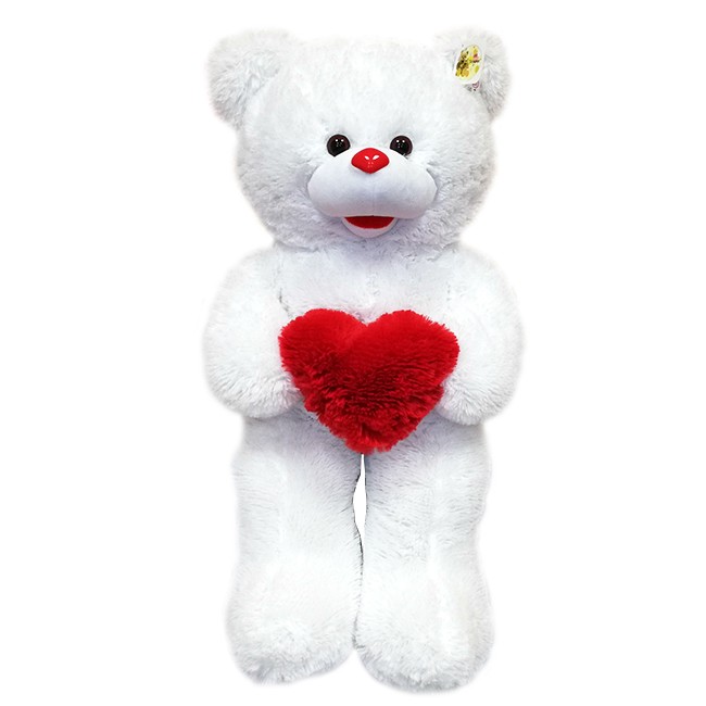 Медведь Бетти с сердцем 80 см белый МБЕС-80б