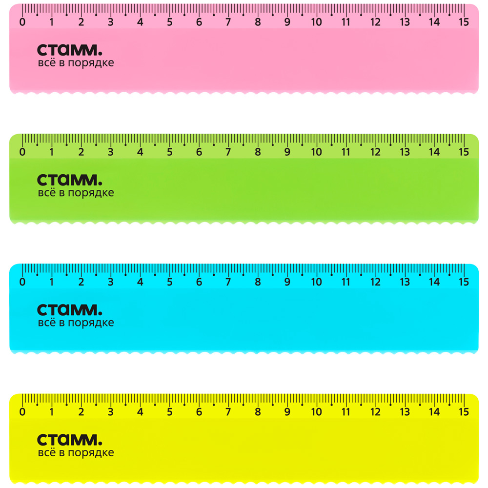 Линейка 15 см с волнистым краем 215524