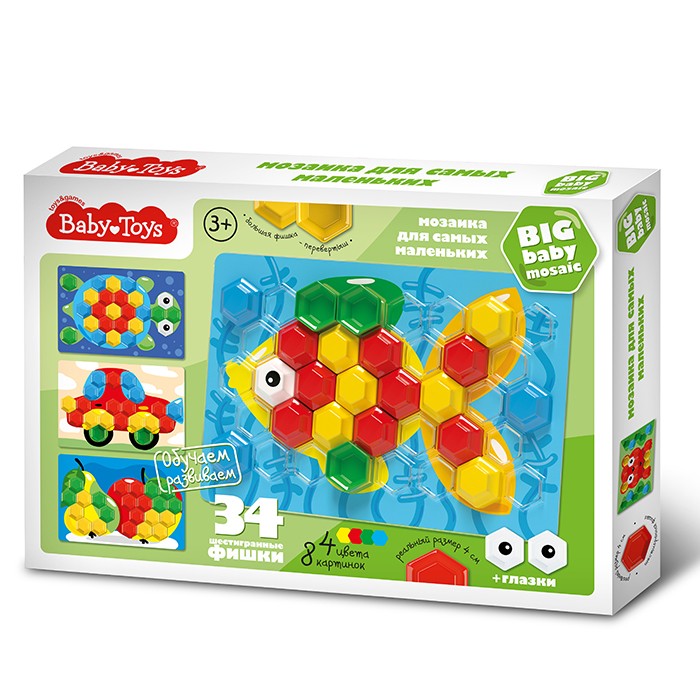 Набор ДТ Мозаика для самых маленьких Рыбка 4цв. 34 эл. BABY TOYS 03576